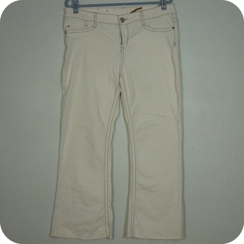 SEVEN7 Womens size 32 White Stretch Jeans Pants Contrast Stitching Boot Cut Leg